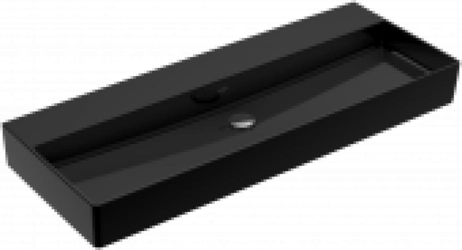 Villeroy & Boch Memento 2.0 – Waschtisch ohne Hahnloch ohne Überlauf glossy black CeramicPlus