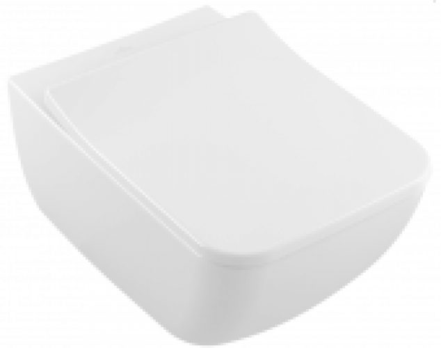 Villeroy & Boch Venticello – Cuvette suspendue à fond creux pack WC avec DirectFlush et SlimSeat Line blanc avec CeramicPlus