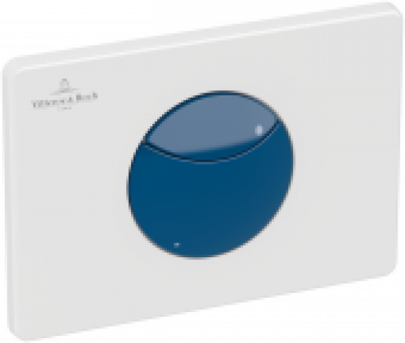 Villeroy & Boch ViConnect – Plaque de commande pour enfants pour WC avec pour chasses d&rsquo;eau à 2 volumes blanc / ocean blue