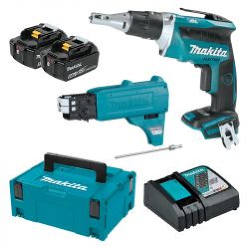Visseuse Automatique A Placo Makita Dfs452Tjx2 18V Li Ion 2X5Ah 5 X 25 A 55 Mm