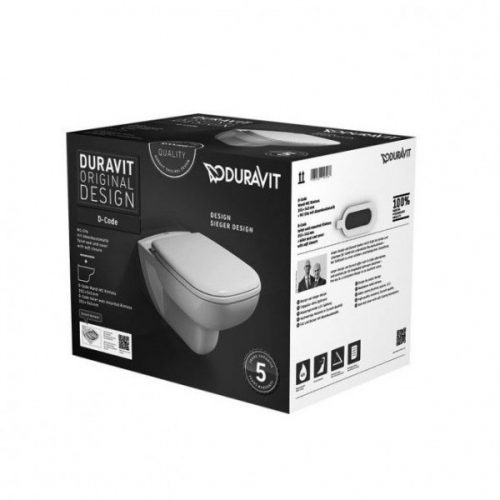 WC Suspendu Duravit D-Code Blanc Sans Bride Abattant Soft Close