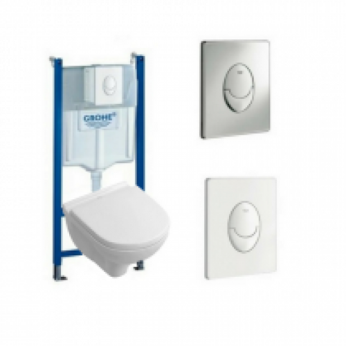 WC suspendu sans bride Villeroy et Boch O’Novo version gain de place Bati support Grohe