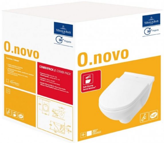 WC Suspendu Villeroy et Boch O.novo Blanc Abattant Soft Close Quick Release 3en1